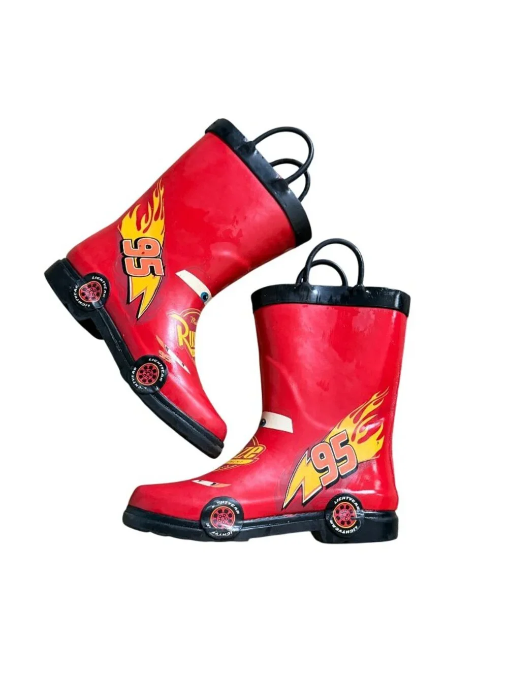 Disney Cars Lightning McQueen Rain Boots-Pull On-Red-Size 13